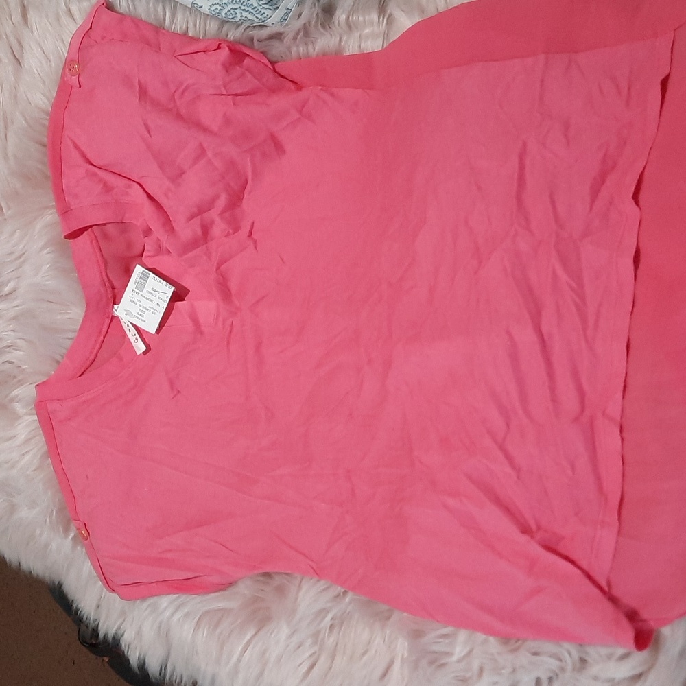 Nwt Color story pink top sheer back size small